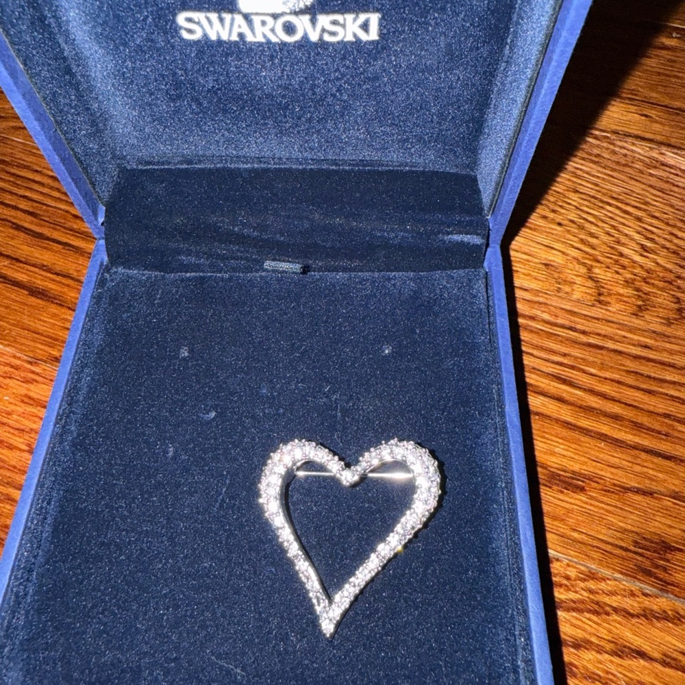 Swarovski Silver Heart Brooch